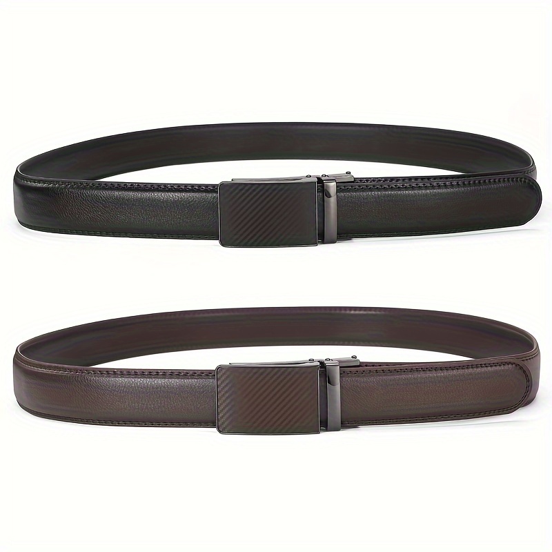 Men's Leather Ratchet Belt Automatic Buckle Dress Casual Jeans Golf Pants